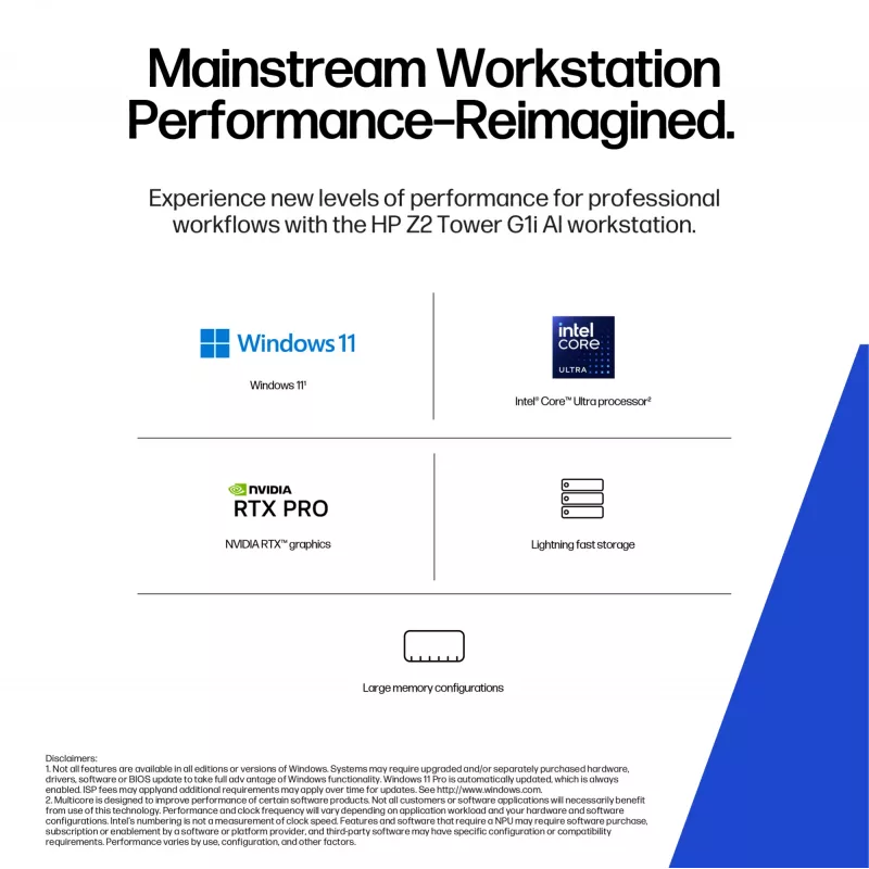 Computer HP Z2 G1i Workstation Tower Ultra 9-285K 64GB 1TB SSD NVIDIA Windows 11 Pro