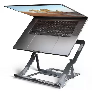 Axagon STND-LAG Aluminum stand for laptops size 10 inch–17.3 inch. Eight adjustable height and angle. Grey version.