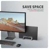 Axagon STND-VG Aluminum stand for vertical insertion of laptops 10 inch–17.3 inch. Adjustable slot width 9.5–25.5 mm. Grey version.