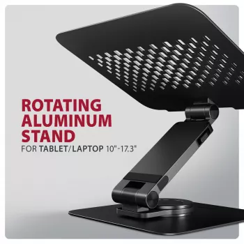 Laptop stand AXAGON STND-LRB — aluminium, 360° rotation, for 10 inch–17.3 inch, adjustable height up to 26 cm, tilt 0–180°, black