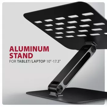 Laptop & tablet stand AXAGON STND-LQB for 10 inch–17.3 inch, aluminium, black, adjustable height 0–20.5 cm and tilt 0–180°