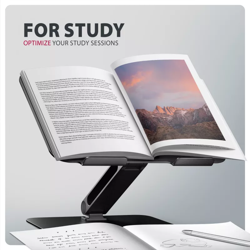Laptop & tablet stand AXAGON STND-LQB for 10 inch–17.3 inch, aluminium, black, adjustable height 0–20.5 cm and tilt 0–180°