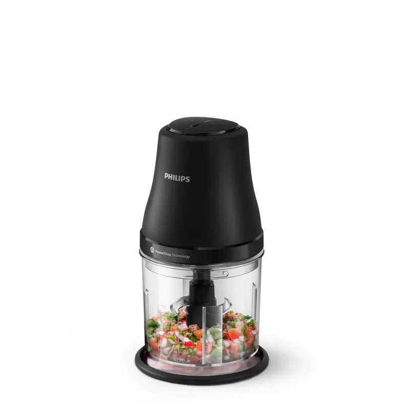 Electric food chopper Philips HR1501/00 1 L 450 W Black 5000 RPM plastic bowl stainless steel blade 220-240V 50-60Hz