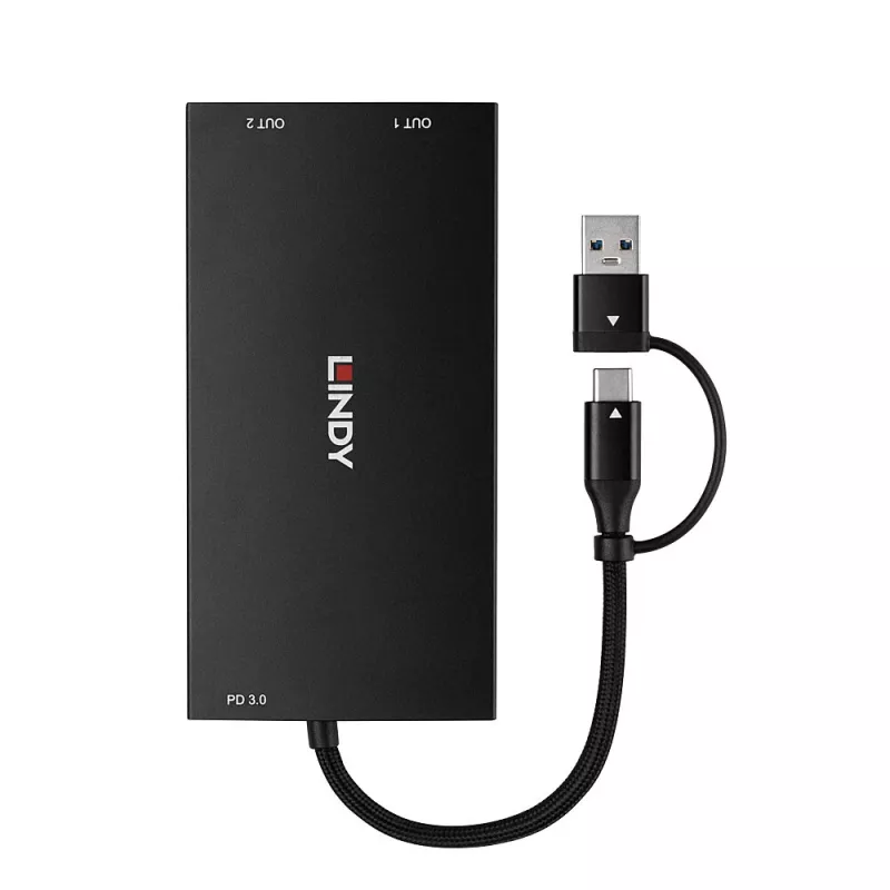 Lindy 43430 video cable adapter 0.11 m USB Type-C 2 x HDMI Black