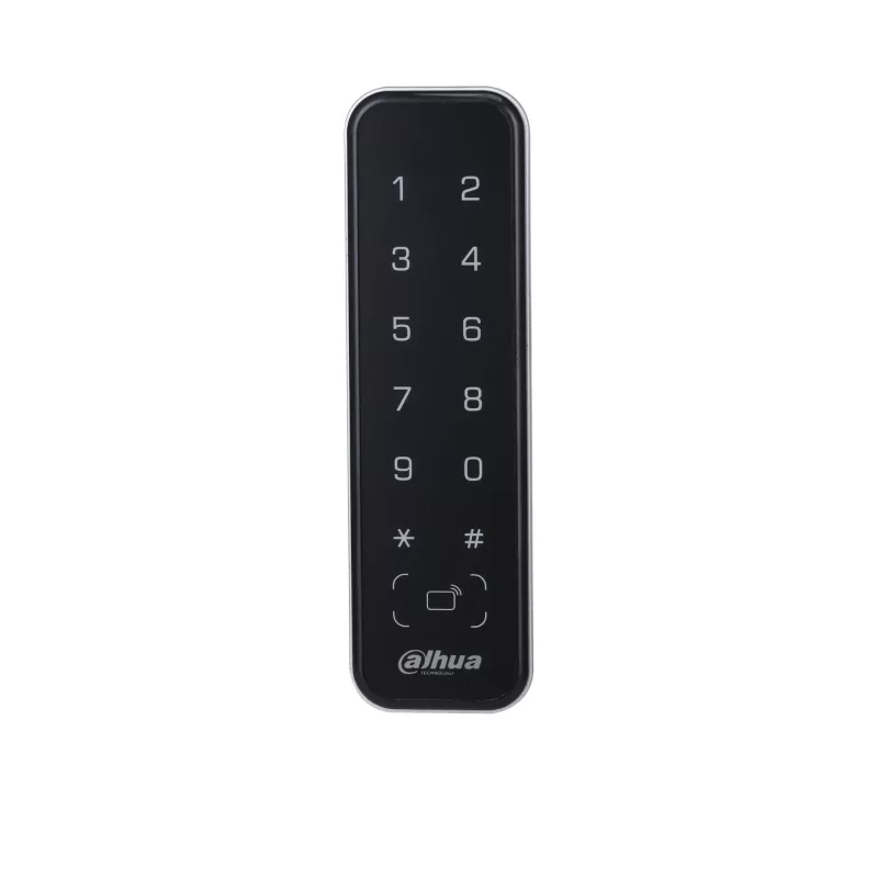 Access control reader DAHUA ASR2201A-D, black — 12 V DC, 1.7 W typical, 135×40×15 mm