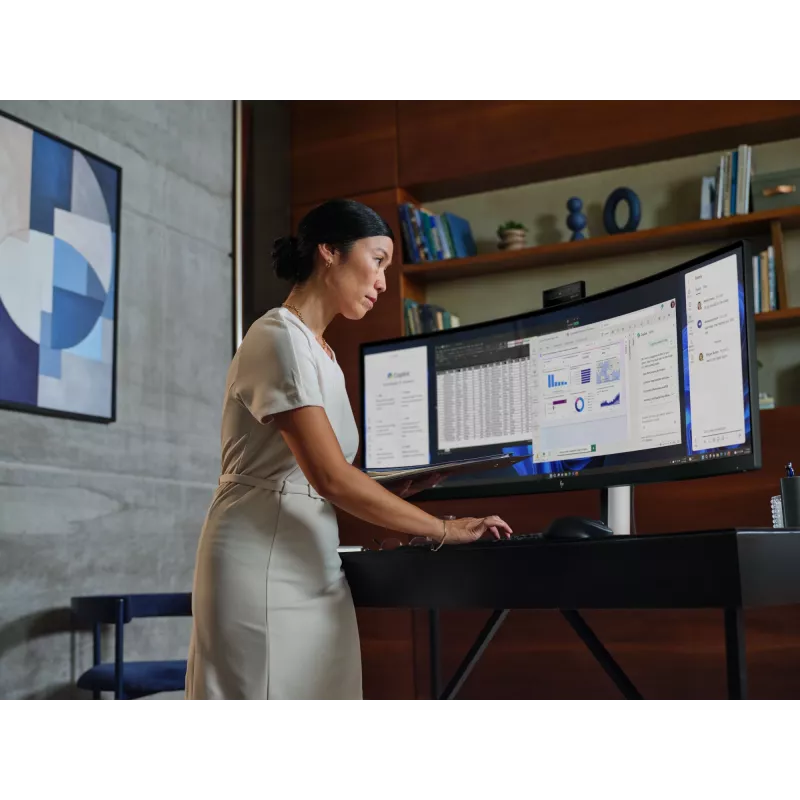 HP Series 5 Pro 49 inch DQHD Conferencing Monitor - 549pm, 124.5 cm (49 inch), 5120 x 1440 pixels, Dual QHD, LCD, 5 ms, Black