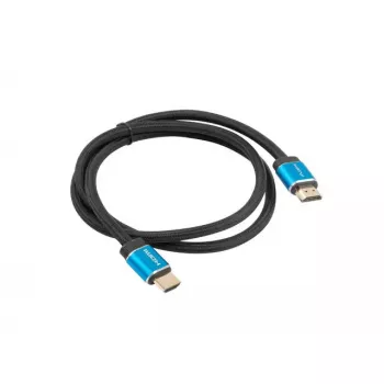 HDMI cable LANBERG CA-HDMI-P20CU-0010-BK 1 m, HDMI Type A male–male, HDMI 2.0, 18 Gbit/s, ARC, gold-plated contacts, black/blue