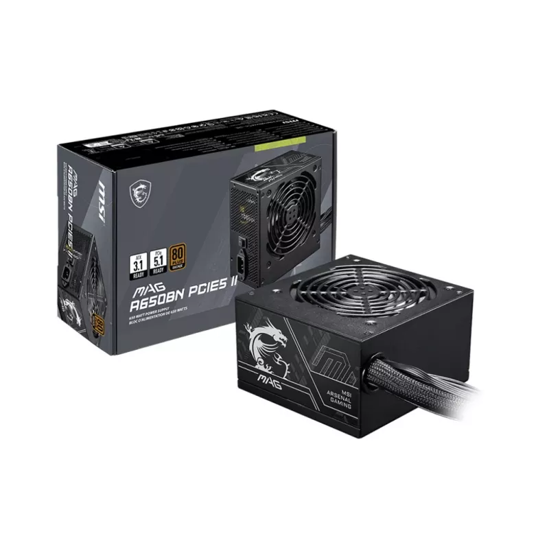 Power supply unit MSI MAG A650BN PCIE5 II 650W 20+4 pin ATX 80 PLUS Bronze Black