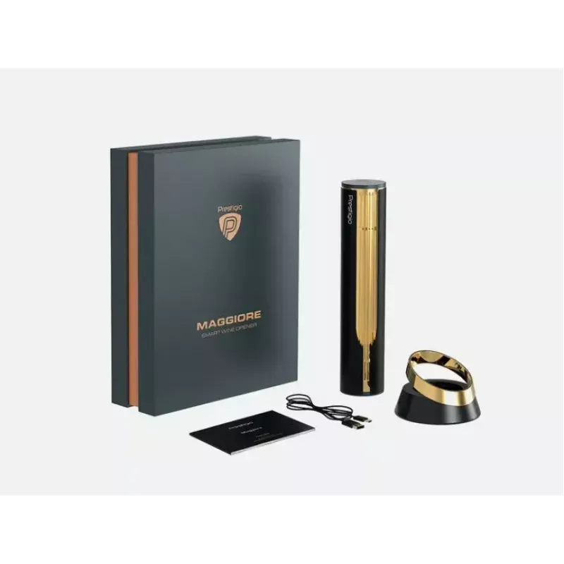 Electric wine opener Prestigio PWO104GD, Black/Gold, height 228 mm, weight 350 g