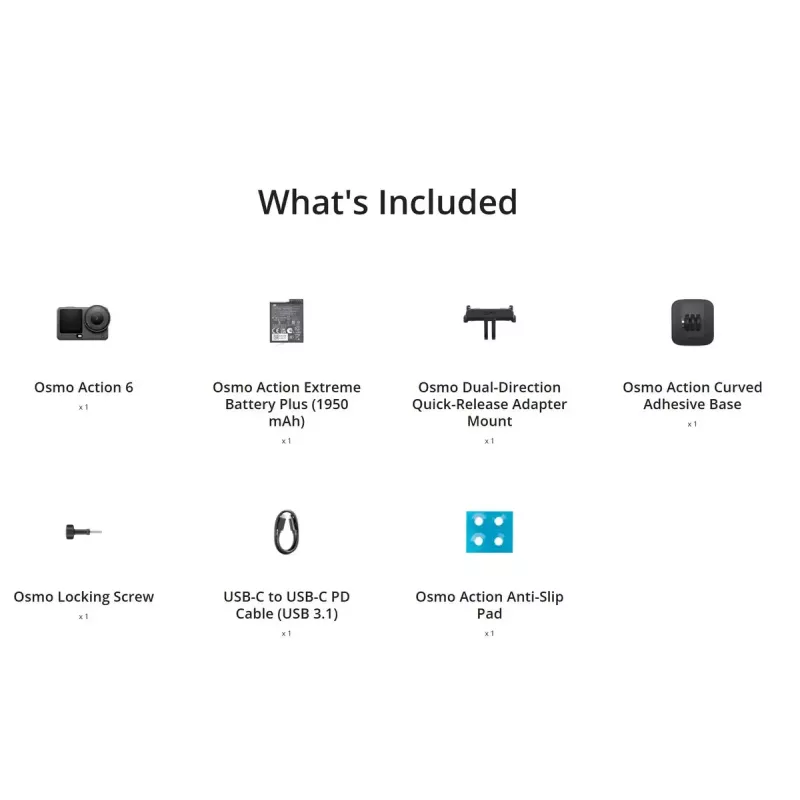 Action camera DJI Osmo Action 6 Standard Combo — 38 MP CMOS, 4K Ultra HD, 155° FOV, 2x digital zoom