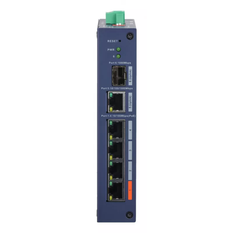 Managed Hardened Switch DAHUA CHS4106-4ET-60 — 6‑port, 4x PoE 10/100, L2, 4.8 Gbit/s, 8000 MAC