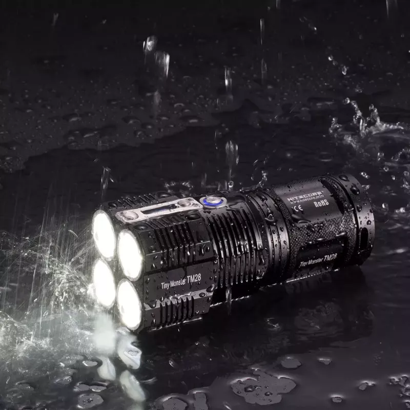 Hand flashlight Nitecore TM28, LED 4×, max 6000 lm, Li‑Ion, black, 142 mm length, 414 g
