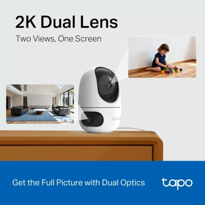 IP security camera TP-Link Tapo C245D 2304×1296, 3.1 mm lens, 104.3° hor., ceiling/wall mount, wireless, indoor, white