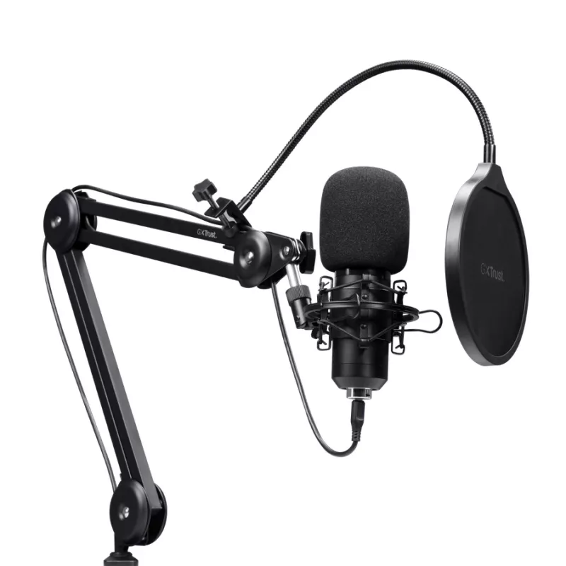 Podcast microphone TRUST GXT 270 Emita II+ — Condenser USB, wired, metal housing, black, 2.5 m cable