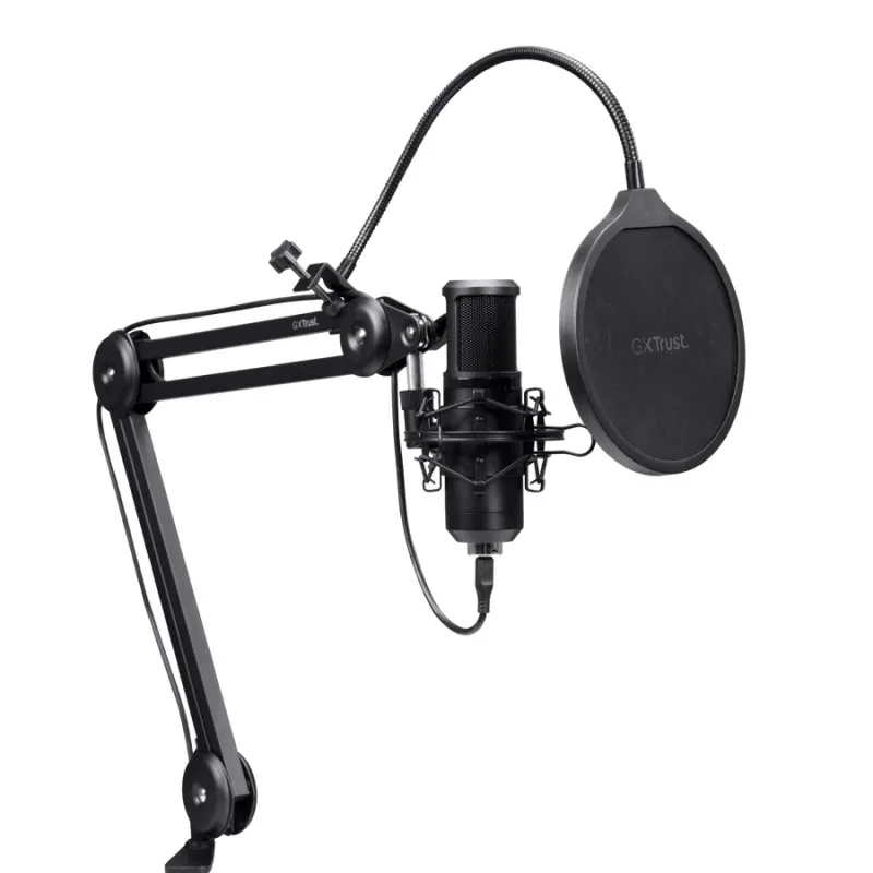 Podcast microphone TRUST GXT 270 Emita II+ — Condenser USB, wired, metal housing, black, 2.5 m cable