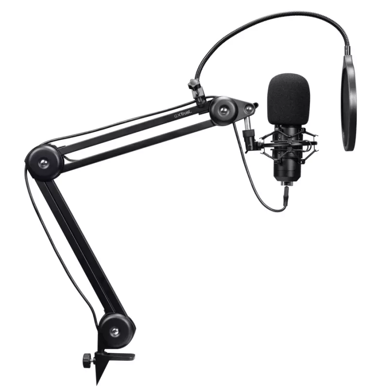 Podcast microphone TRUST GXT 270 Emita II+ — Condenser USB, wired, metal housing, black, 2.5 m cable