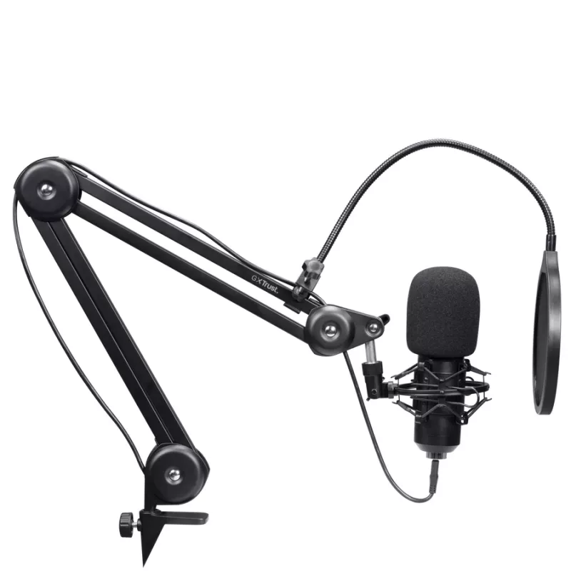 Podcast microphone TRUST GXT 270 Emita II+ — Condenser USB, wired, metal housing, black, 2.5 m cable
