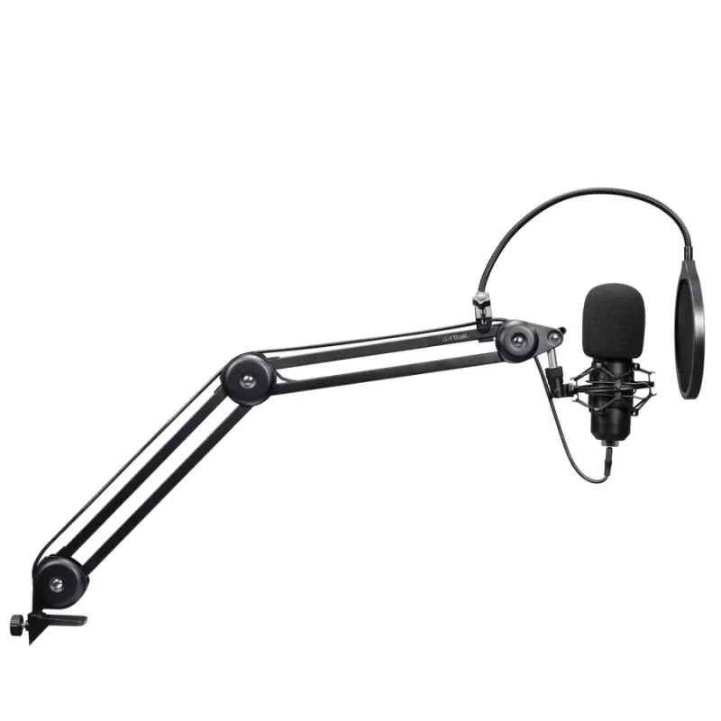 Podcast microphone TRUST GXT 270 Emita II+ — Condenser USB, wired, metal housing, black, 2.5 m cable