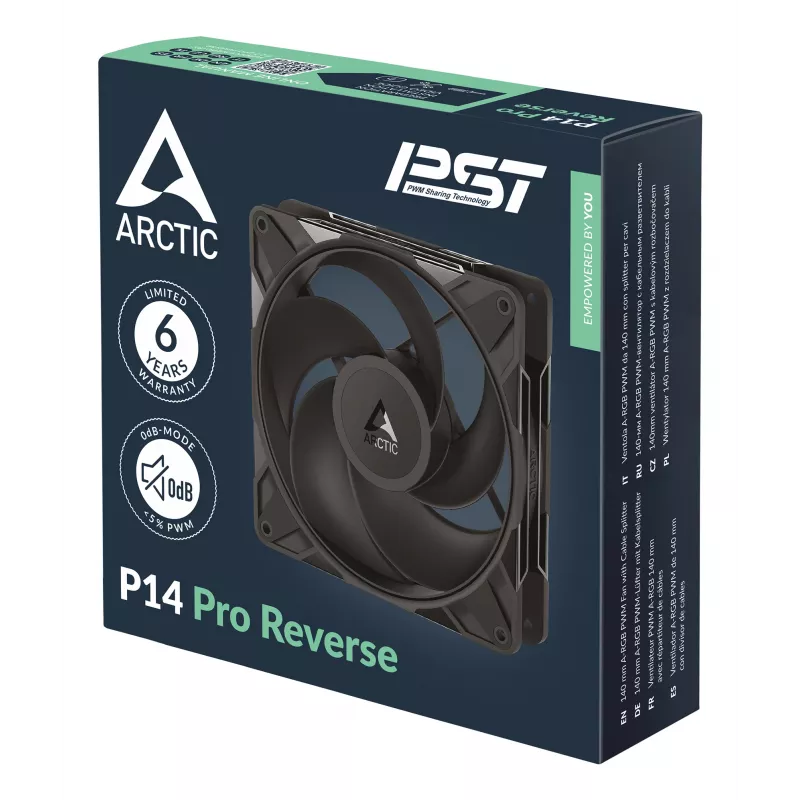 ARCTIC Freezer P14 Pro Reverse - 3 Pack - 140 mm A-RGB PWM Fan with Cable Splitter