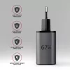 Wall charger AXAGON ACU-PQ67D, 67W, USB-C PD3.0 + USB-A QC4+, 2 outputs, LCD display, 100–240V