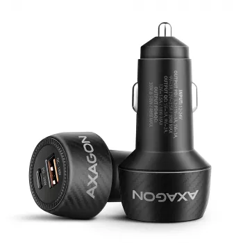 Car charger AXAGON PWC-PQ48, 48W, USB-C (PD3.0) + USB-A (QC4+), input 12–24V, black