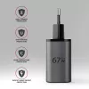 Wall charger AXAGON ACU-PQ67, 67W, PD3.0 + QC4+, 1x USB-C + 1x USB-A, 100–240V, grey/black