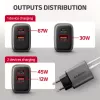 Wall charger AXAGON ACU-PQ67, 67W, PD3.0 + QC4+, 1x USB-C + 1x USB-A, 100–240V, grey/black