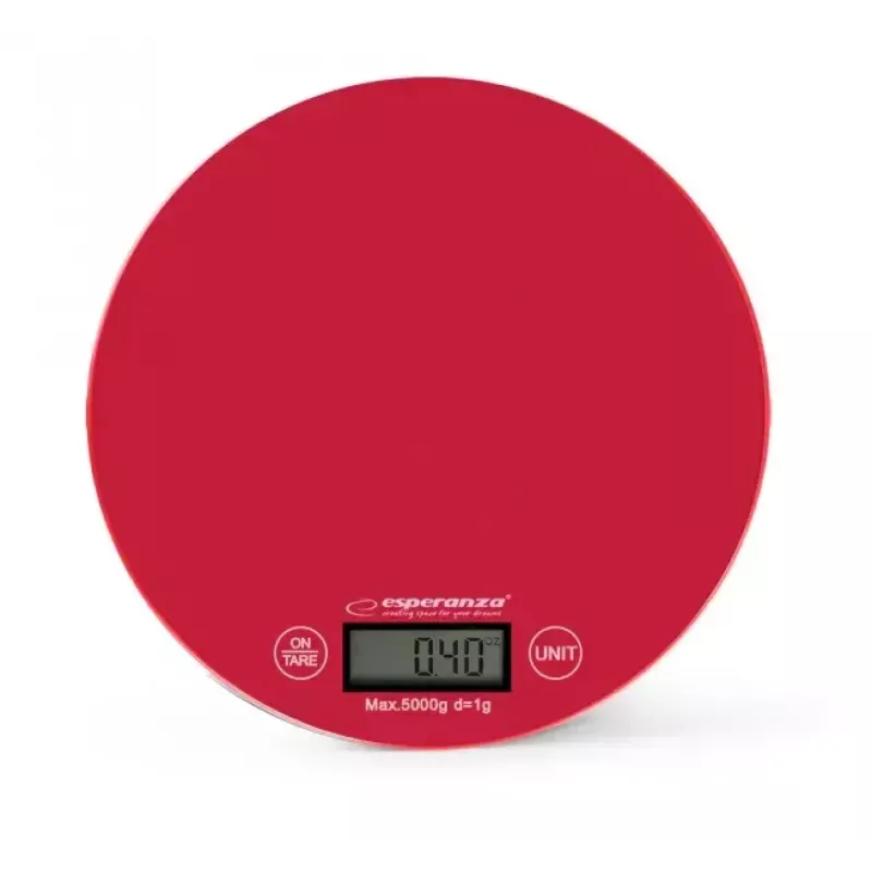 Electronic kitchen scale ESPERANZA EKS003R — 5 kg capacity, tare, g/lb/oz, red