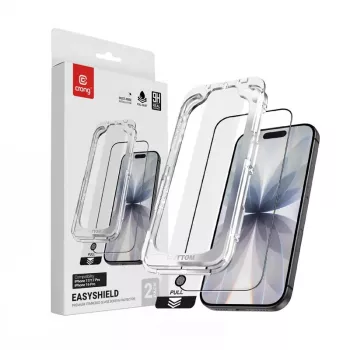 Tempered Glass Screen Protector Crong EasyShield 2-Pack for iPhone 17 / 17 Pro / 16 Pro, Aluminosilicate, Glossy