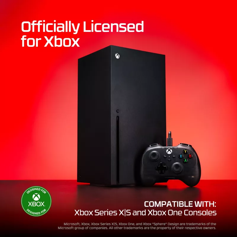HyperX Clutch Tanto Mini WD Gaming Controller, Joystick, Xbox, Xbox One, Wired, USB, Black, 2.95 m