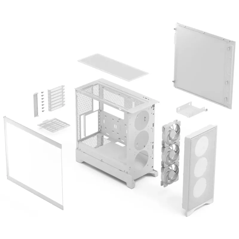 Fractal Design Pop 2 Air White TG RGB Midi Tower PC case — ATX/Micro‑ATX/Mini‑ITX, tempered glass, 3x120mm front fans