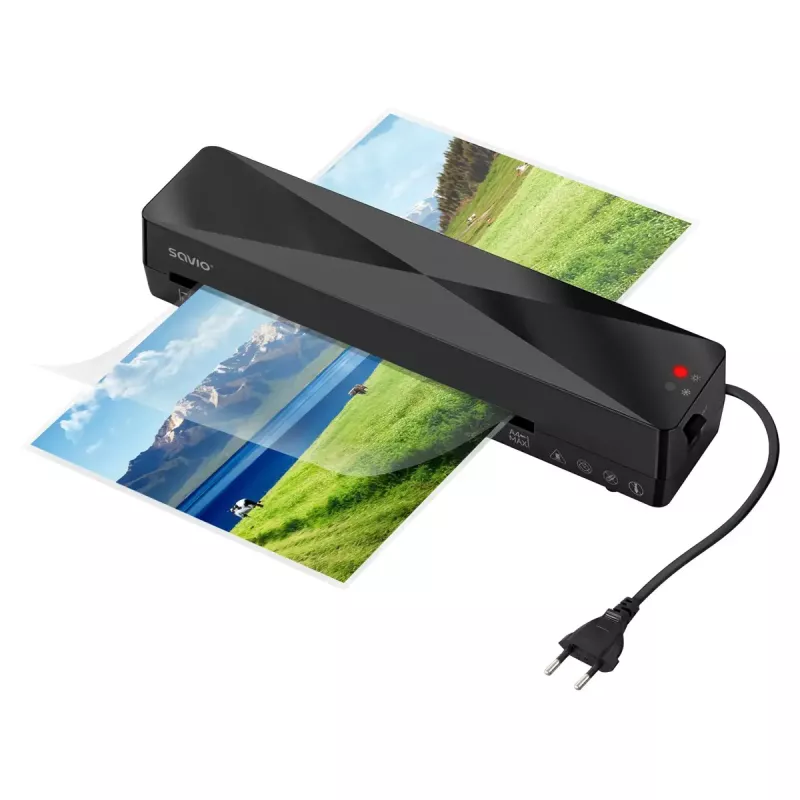 Cold/hot laminator SAVIO LR-01/B — max lamination width 230 mm, 320 mm/min, 300 W, black