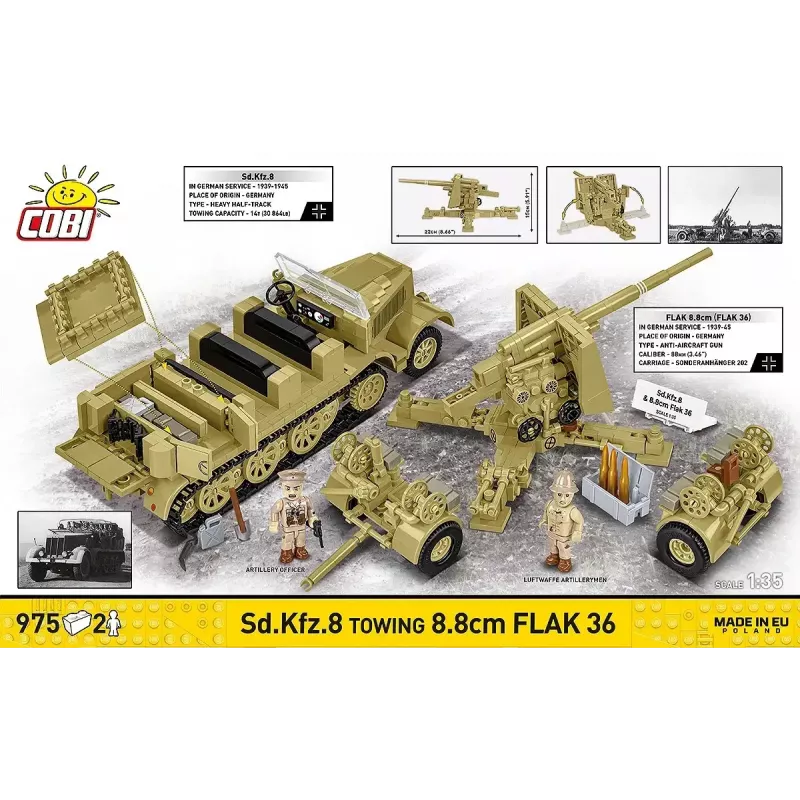 Cobi Blocks Sd.Kfz.8 Towing 8.8 cm Flak 36 building set, 975 pieces