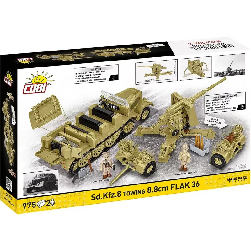 Cobi Blocks Sd.Kfz.8 Towing 8.8 cm Flak 36 building set, 975 pieces