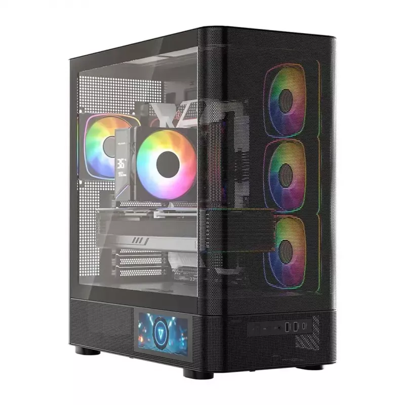Computer Case MODECOM VOLCANO AQ400 ARGB MIDI Black — MODECOM MC-A-AQ400-4FA-B