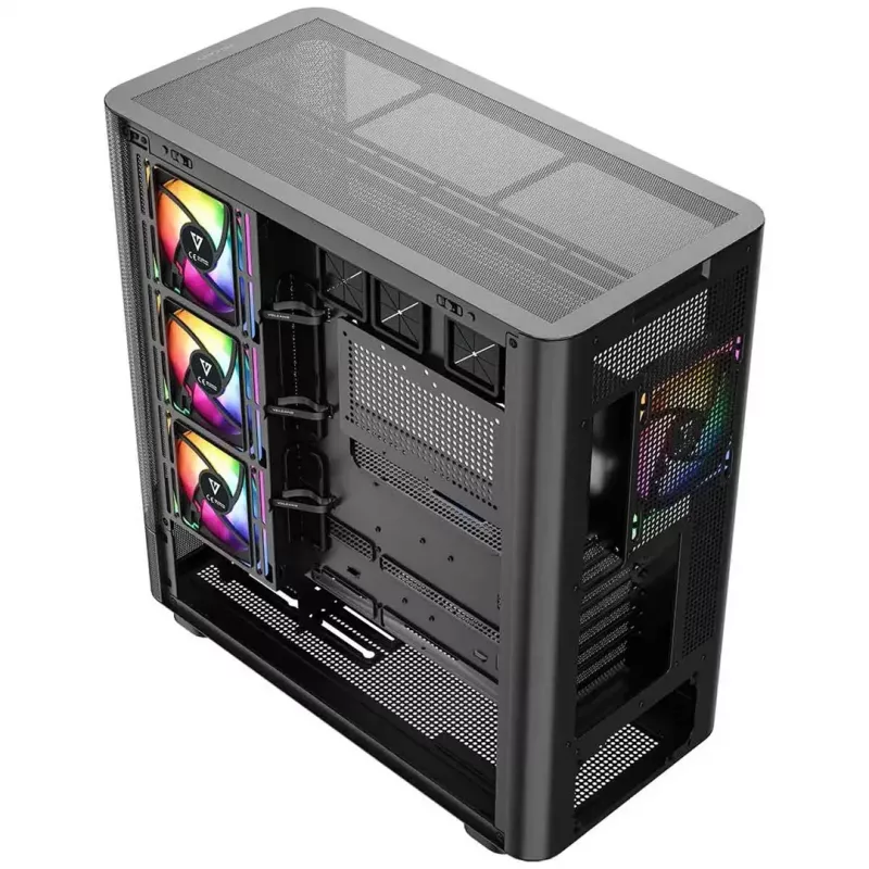 Computer Case MODECOM VOLCANO AQ400 ARGB MIDI Black — MODECOM MC-A-AQ400-4FA-B