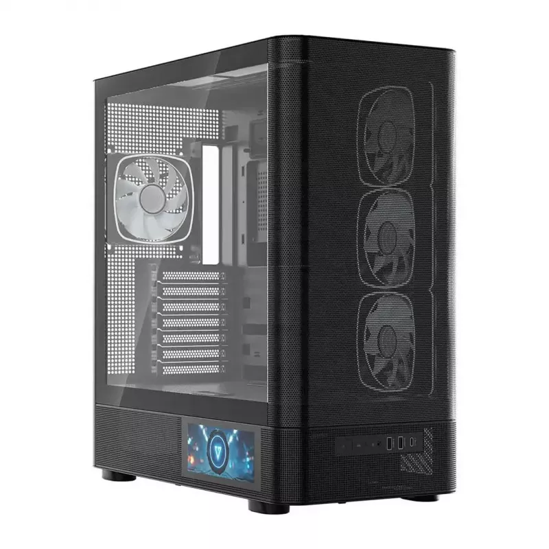 Computer Case MODECOM VOLCANO AQ400 ARGB MIDI Black — MODECOM MC-A-AQ400-4FA-B