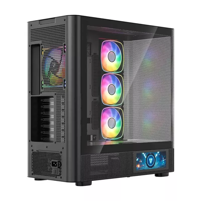 Computer Case MODECOM VOLCANO AQ400 ARGB MIDI Black — MODECOM MC-A-AQ400-4FA-B