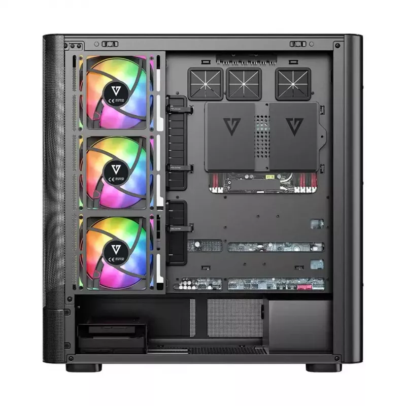 Computer Case MODECOM VOLCANO AQ400 ARGB MIDI Black — MODECOM MC-A-AQ400-4FA-B