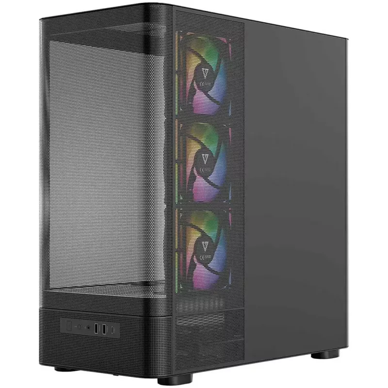 Computer Case MODECOM VOLCANO AQ400 ARGB MIDI Black — MODECOM MC-A-AQ400-4FA-B
