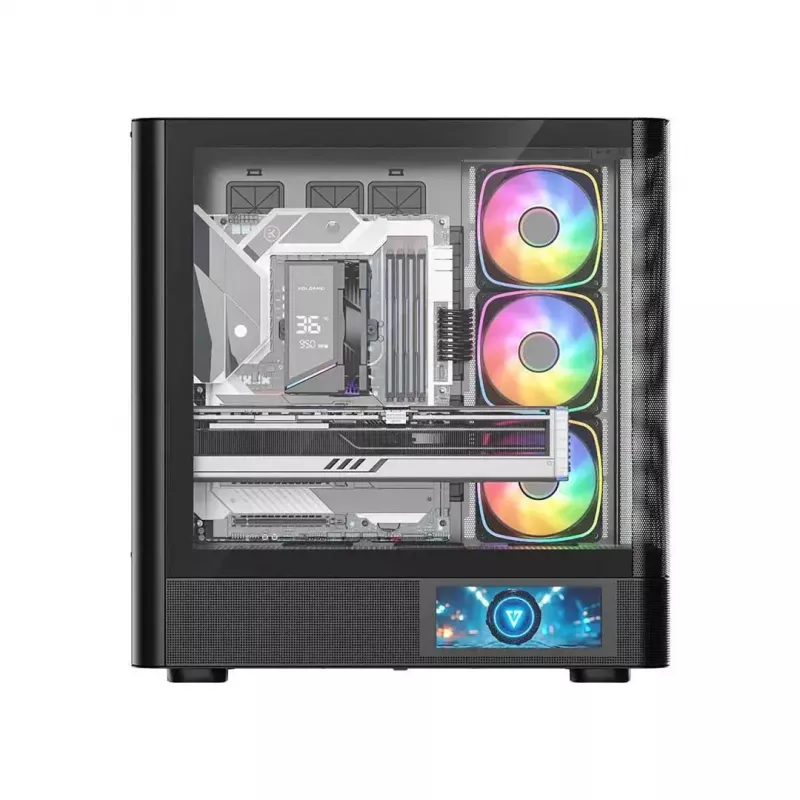 Computer Case MODECOM VOLCANO AQ400 ARGB MIDI Black — MODECOM MC-A-AQ400-4FA-B
