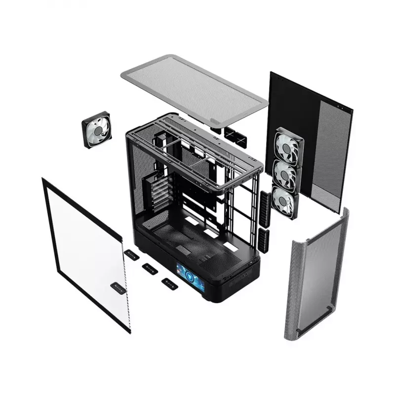 Computer Case MODECOM VOLCANO AQ400 ARGB MIDI Black — MODECOM MC-A-AQ400-4FA-B