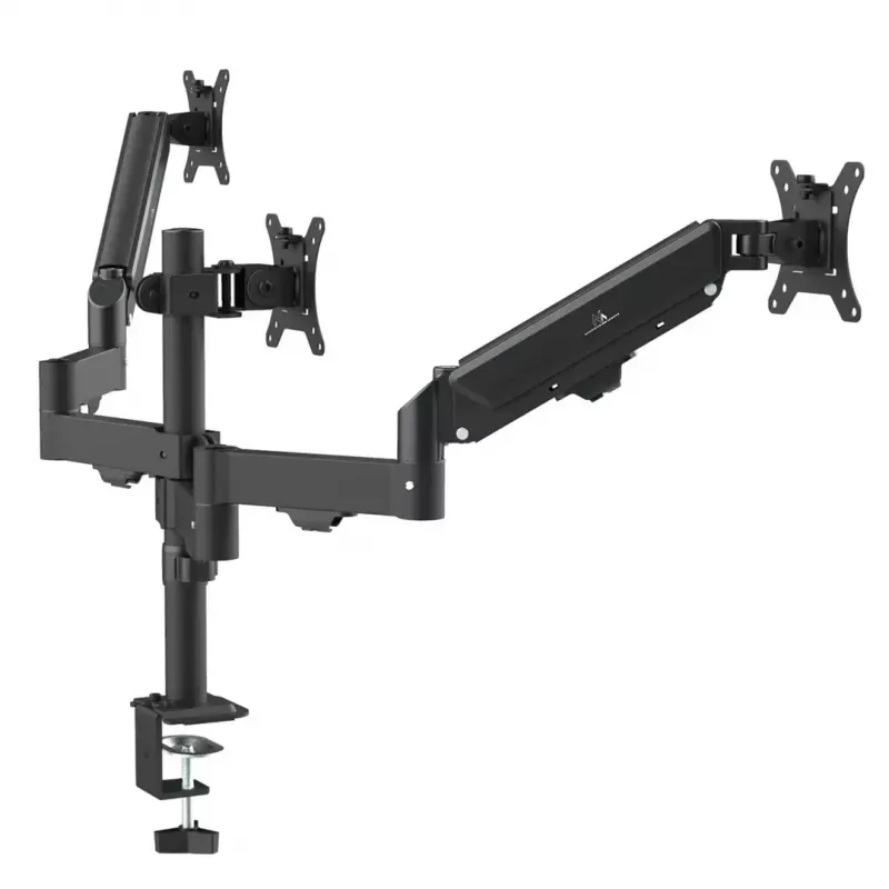 Monitor mount MACLEAN MC-137 — gas spring, for 3 monitors 17 inch–27 inch, 2–8 kg each, black
