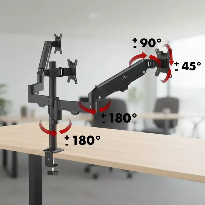 Monitor mount MACLEAN MC-137 — gas spring, for 3 monitors 17 inch–27 inch, 2–8 kg each, black