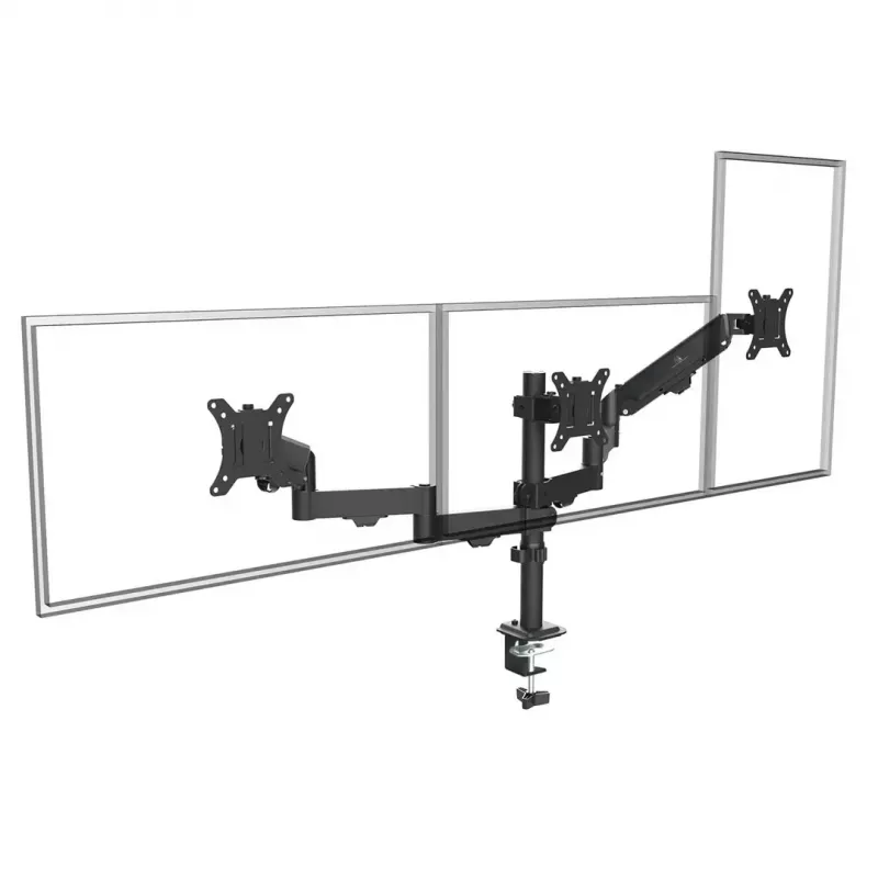 Monitor mount MACLEAN MC-137 — gas spring, for 3 monitors 17 inch–27 inch, 2–8 kg each, black
