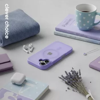 Crong Hybrid Matte Magnetic MagSafe Case for iPhone 17 — Translucent Lavender, PC+TPU