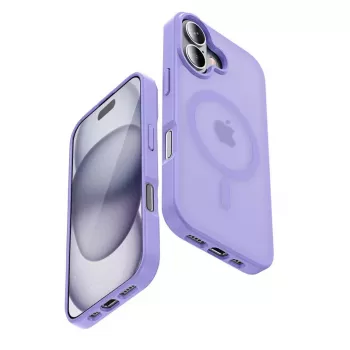 Crong Hybrid Matte Magnetic MagSafe Case for iPhone 17 — Translucent Lavender, PC+TPU