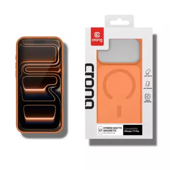 Crong Hybrid Matte Magnetic MagSafe case for iPhone 17 Pro — PC+TPU, translucent orange