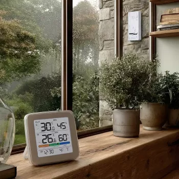 Wireless weather station GreenBlue GB169 — indoor/outdoor temperature & humidity, clock, alarm, range up to 60 m, °C/°F selectable