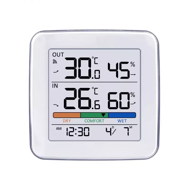 Wireless weather station GreenBlue GB169 — indoor/outdoor temperature & humidity, clock, alarm, range up to 60 m, °C/°F selectable